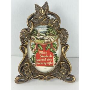 VTG Framed Victorian Postcard 1910 When Shepherds Watch Their Flocks by Night